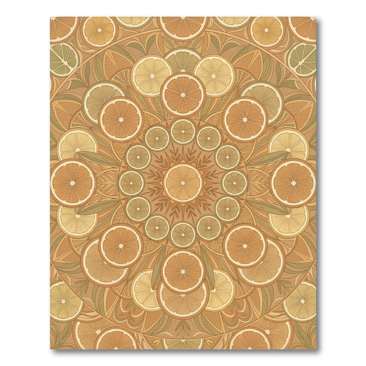 Golden Orange and Lemon Slice Mandala Rug