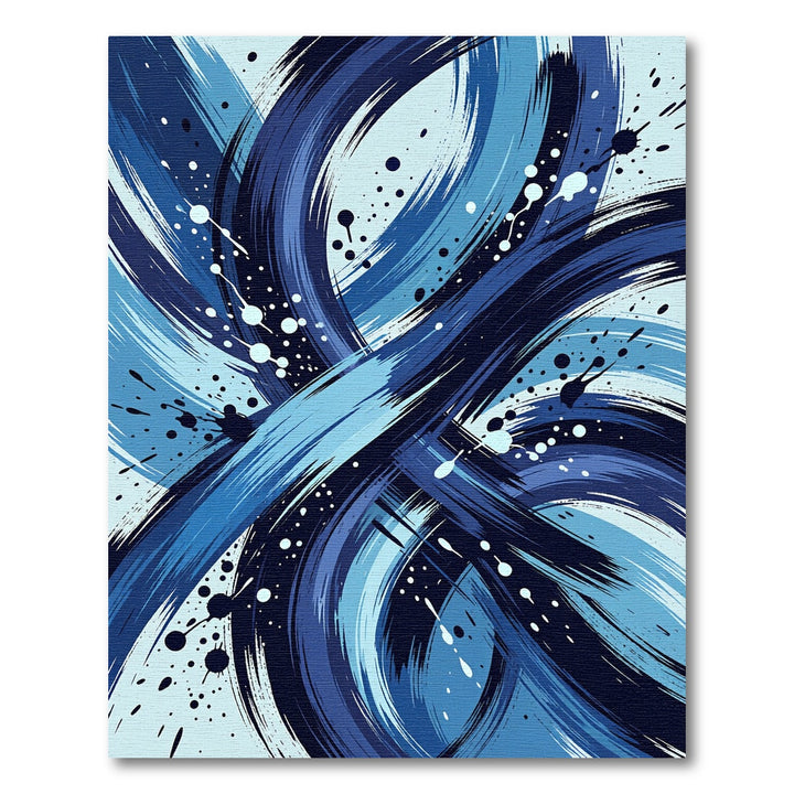 Dynamic Blue Ink Splatter Swirl Rug