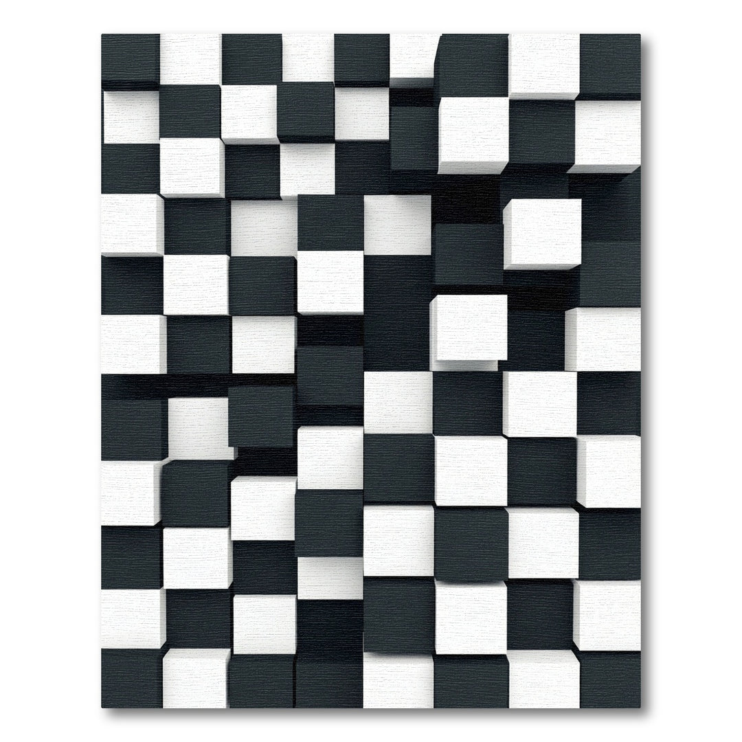 Black White Cubed Chess Rug
