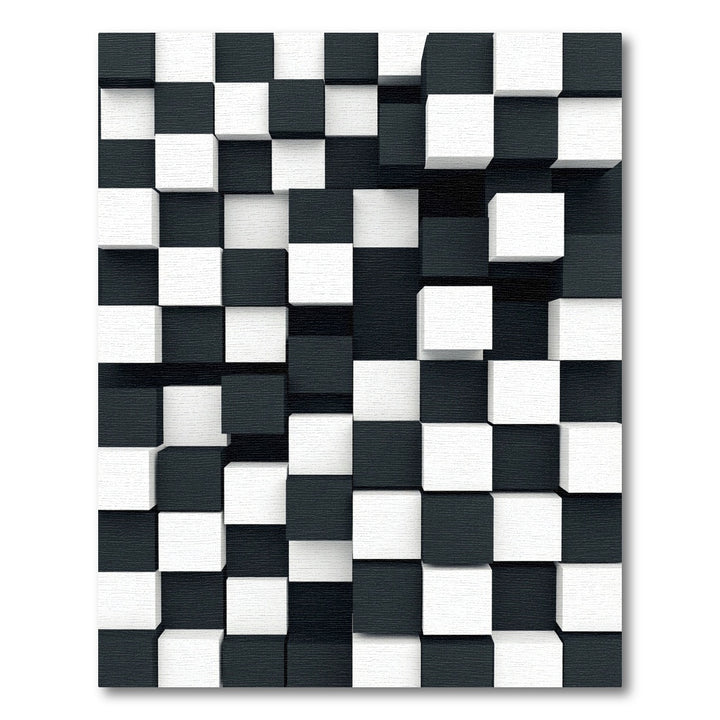 Black White Cubed Chess Rug