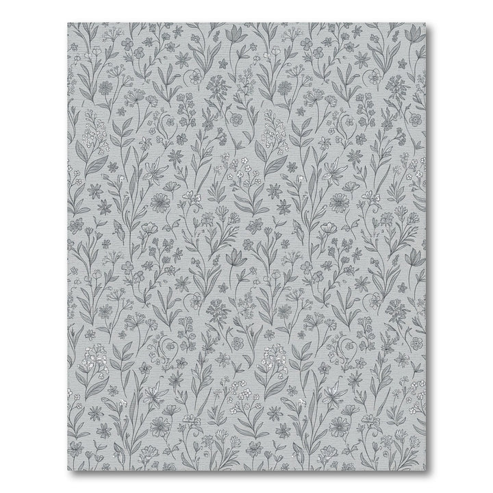 Delicate Gray Floral Botanical Garden Rug