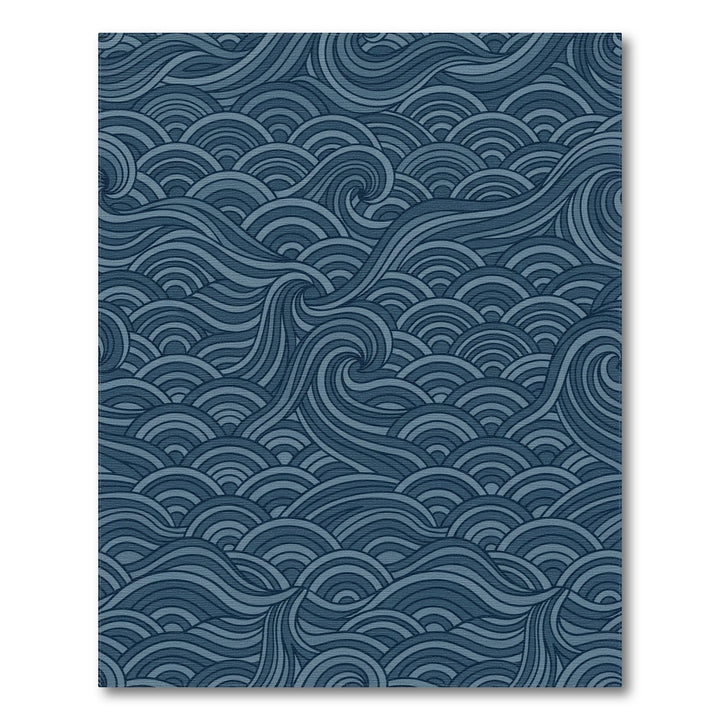 Deep Blue Wavy Ocean Tapestry Rug