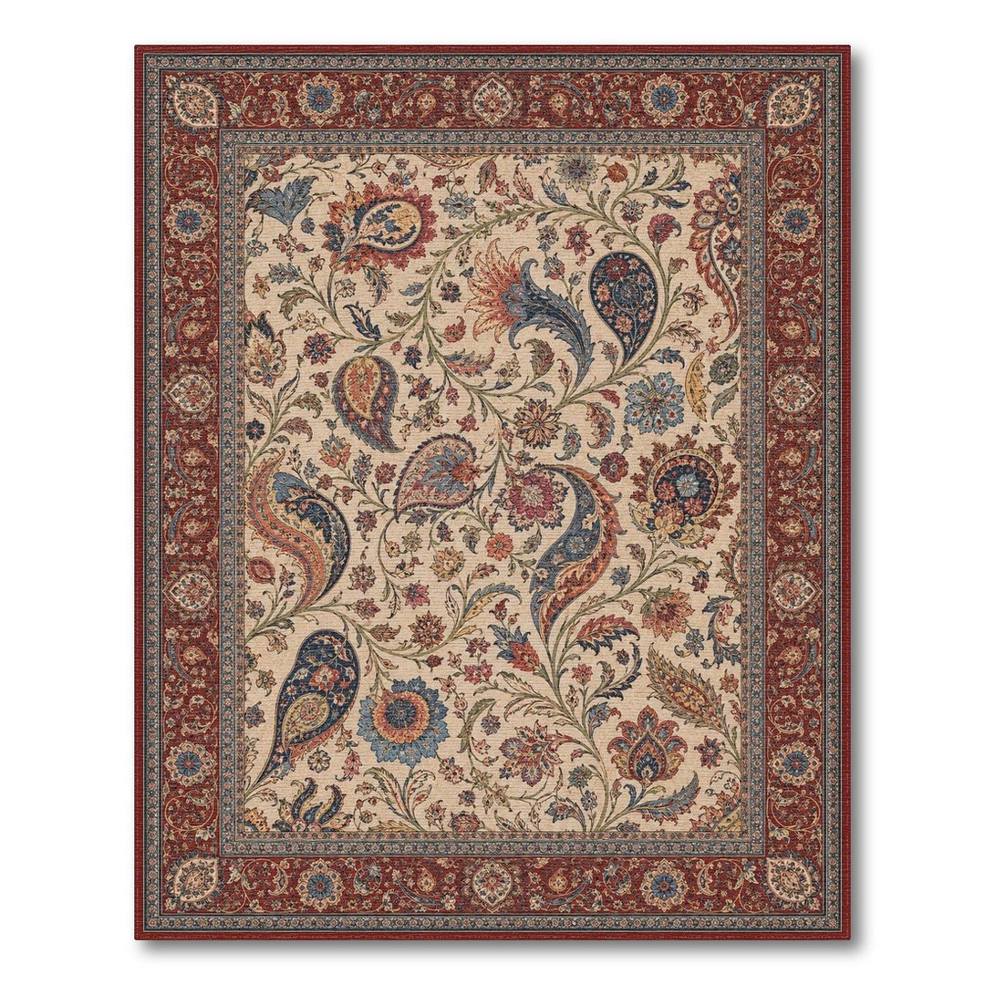 Traditional Persian Red Paisley Floral Area Rug