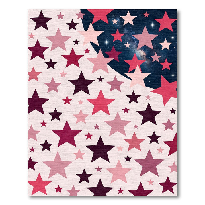 Crimson Pink Starry Night Scatter Rug