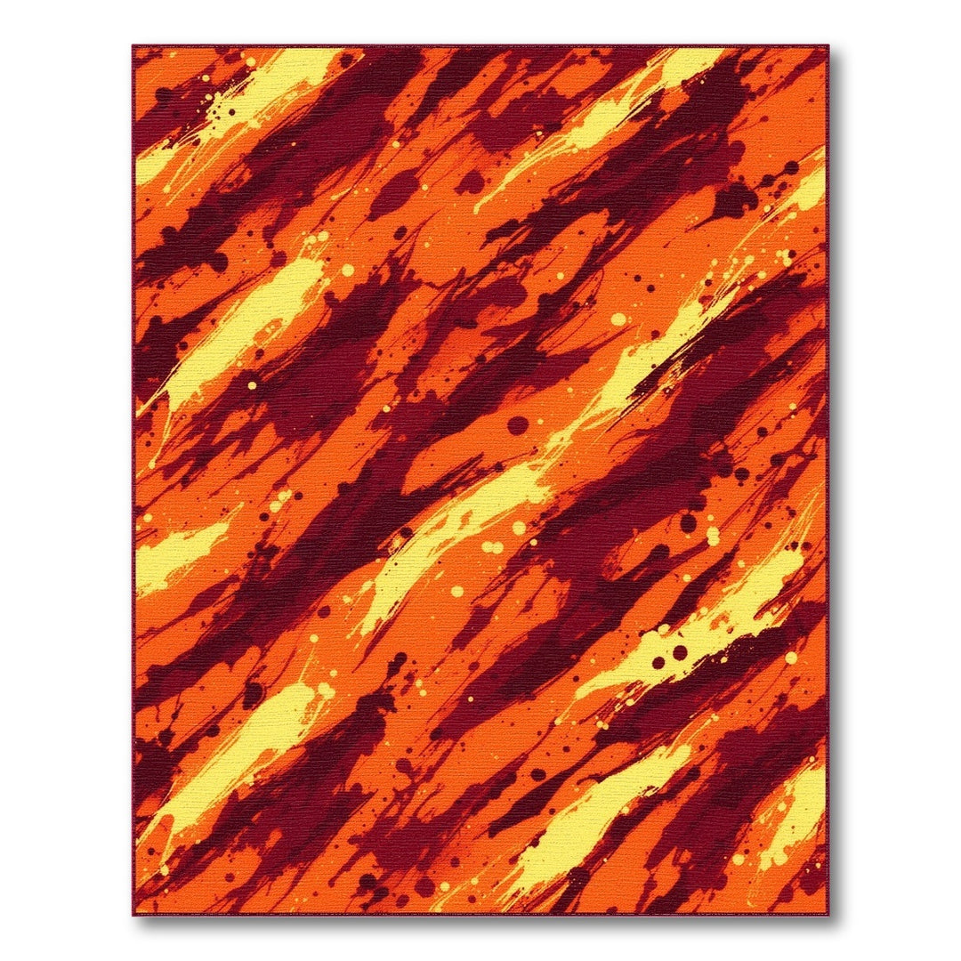 Vibrant Orange Abstract Splash Area Rug