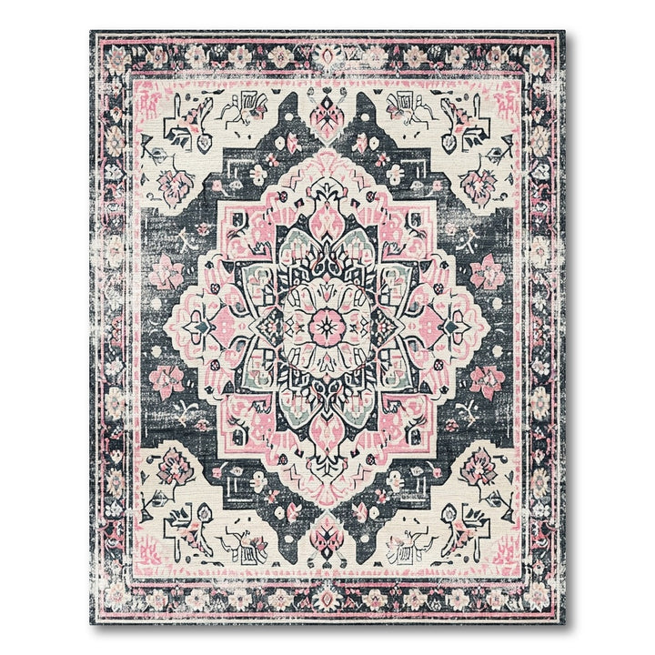 Distressed Vintage Pink Distressed Vintage Medallion Rug