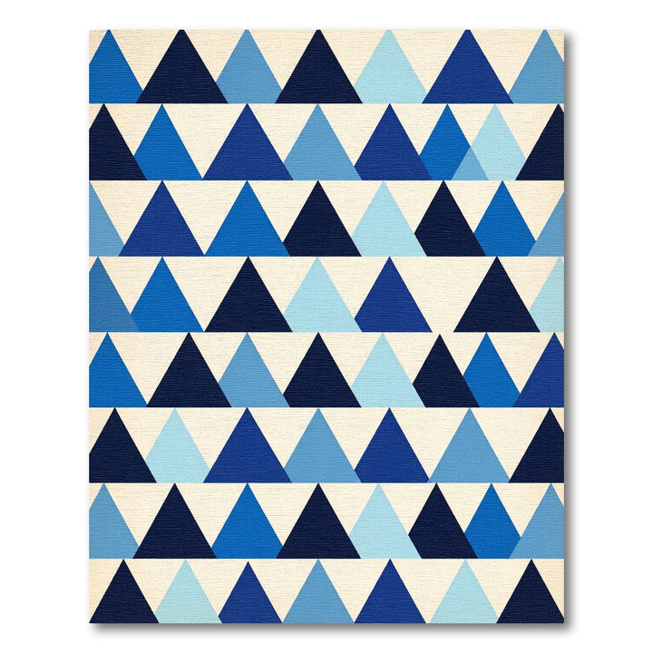 Geometric Blue Mountain Peaks Rug