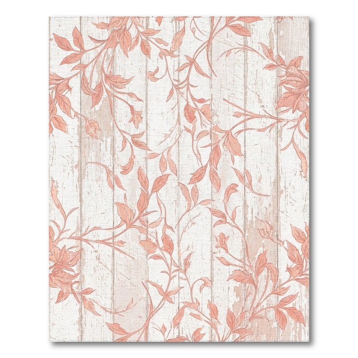 Coral Vine Scroll on Distressed Wood Rug