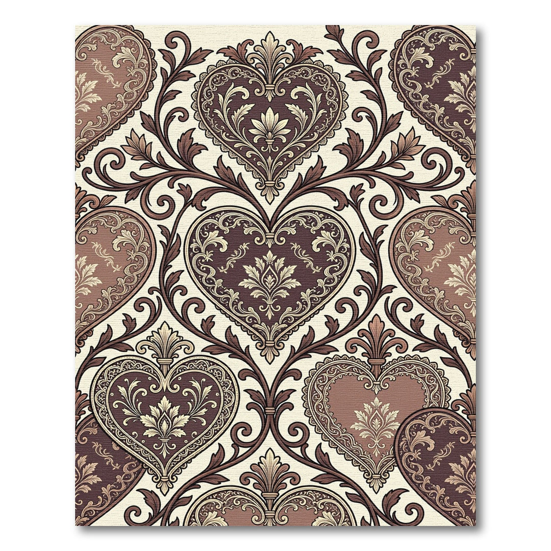 Ornate Victorian Heart Damask Rug