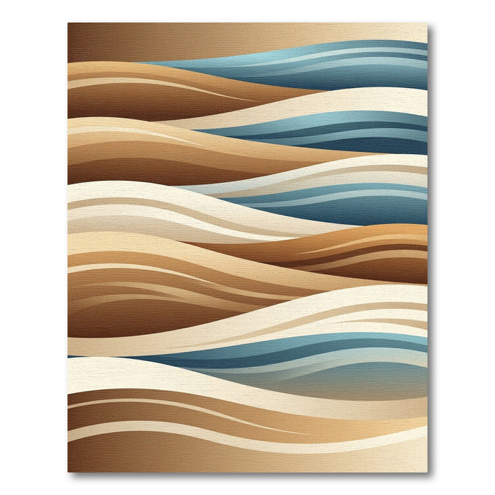 Abstract Earthy Beige Wave Rug