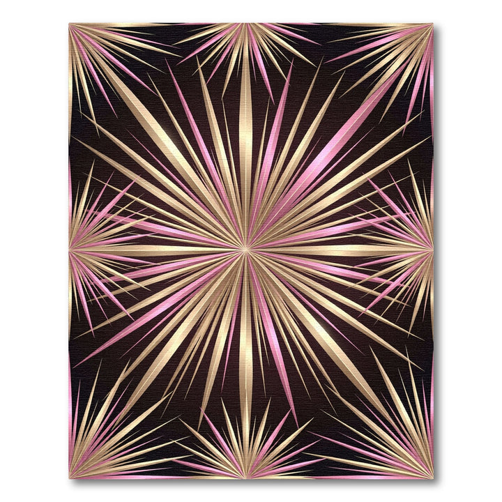 Pink Gold Burst Starburst Radiating Rug