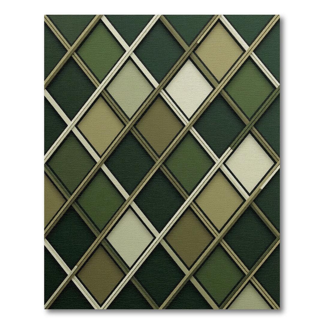 Diamond Lattice Green Beige Rug