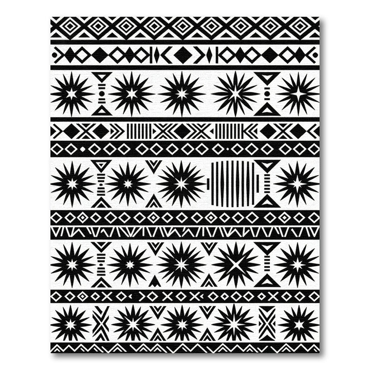 Tribal Black White Sunburst Geometric Rug