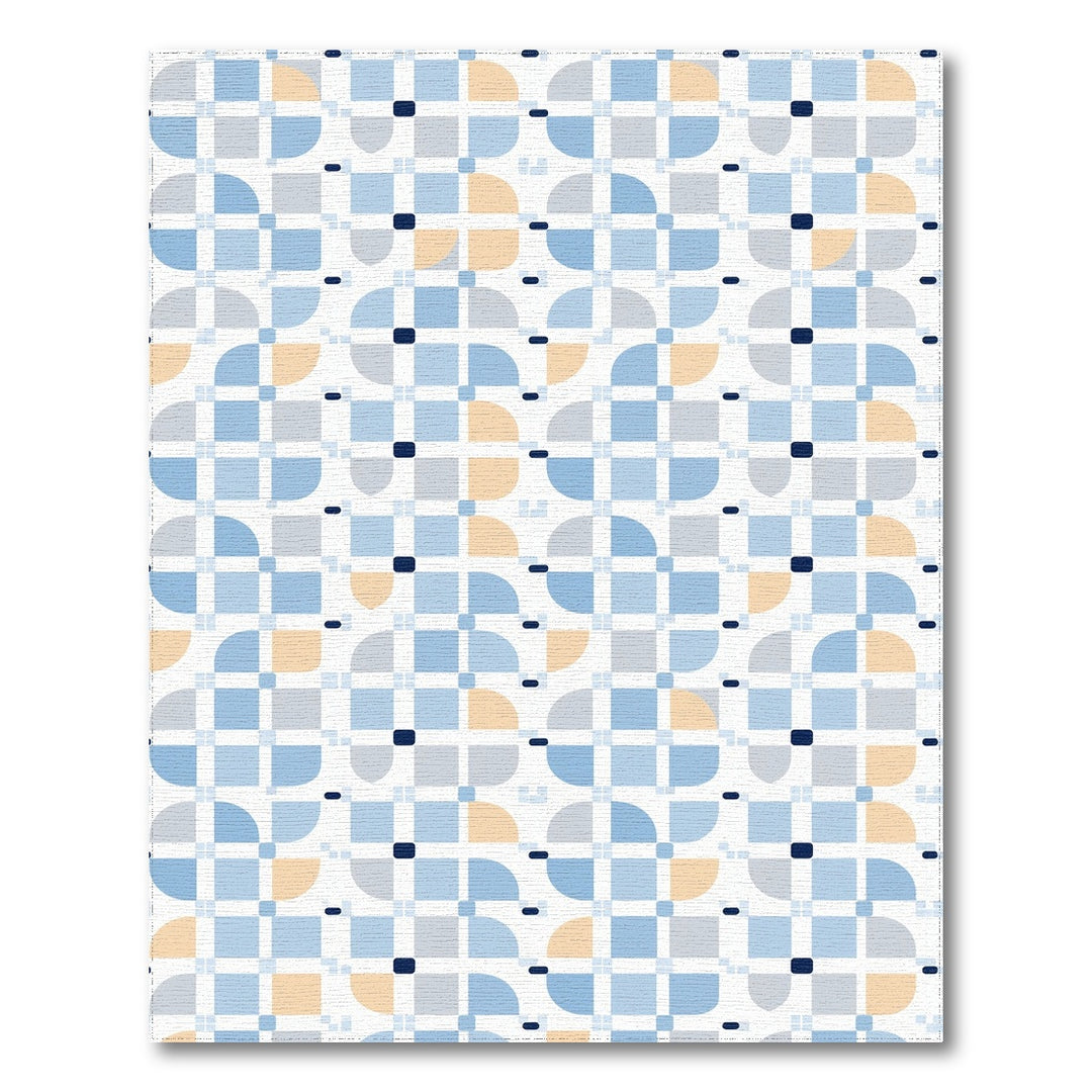 Blue Geometric Semi-Circle Area Rug