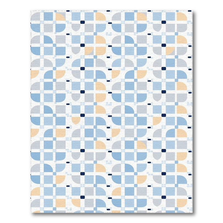 Blue Geometric Semi-Circle Area Rug