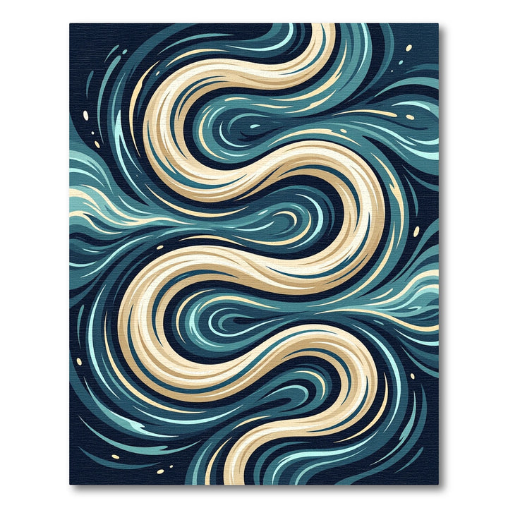 Deep Blue Swirling Abstract Forms Rug