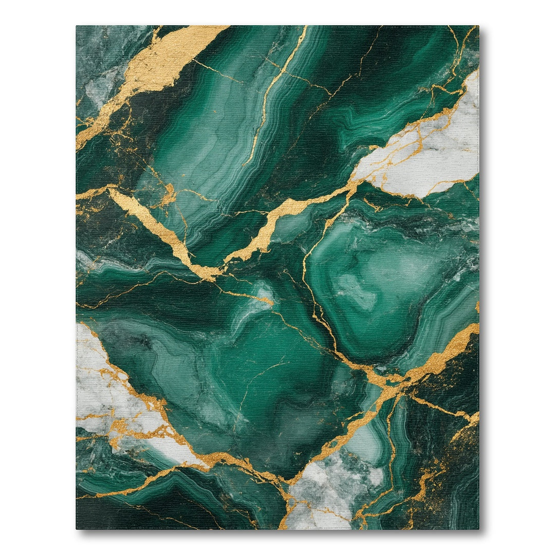 Emerald Green Marble Gold Area Rug