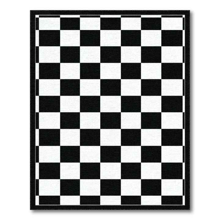 Black White Checkered Geometric Area Rug