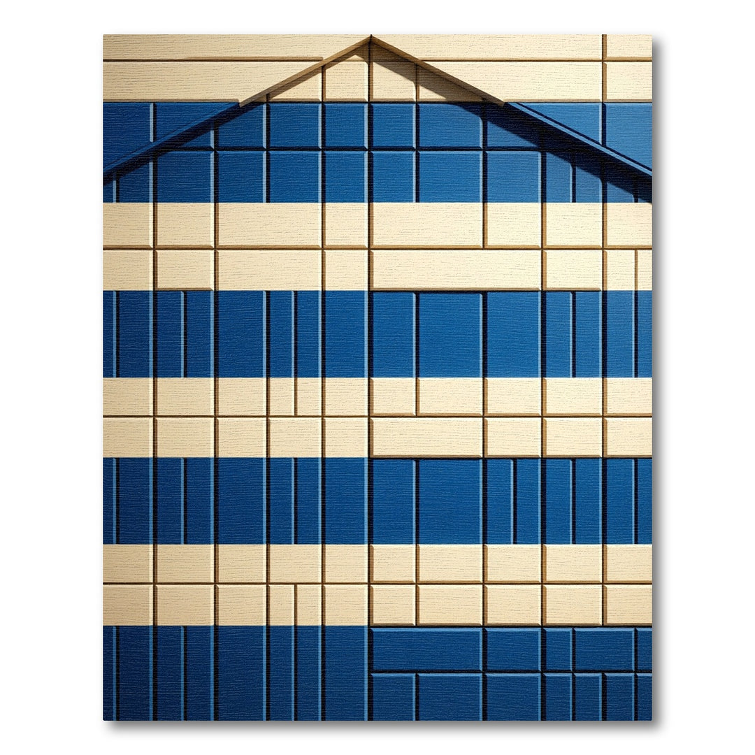 Geometric Blue Cream Stripes Rug