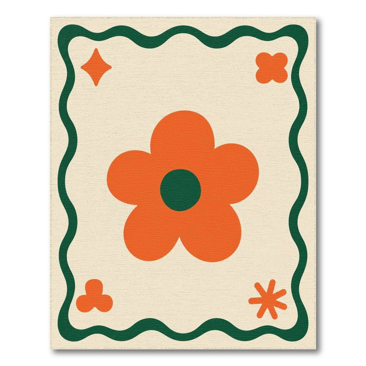 Beige Orange Daisy Floral Area Rug
