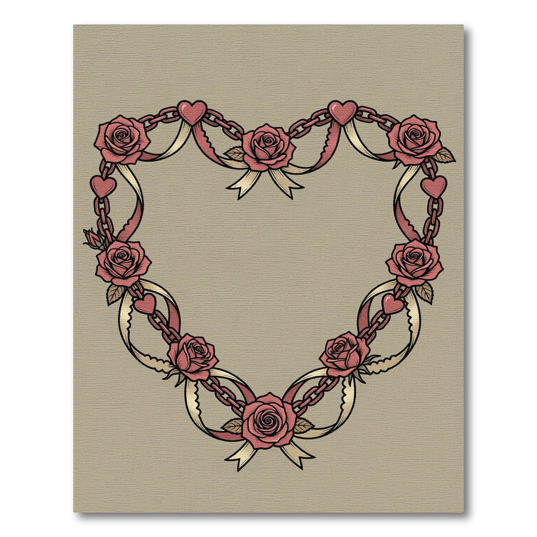 Rose Heart Chain Ribbon Accent Rug