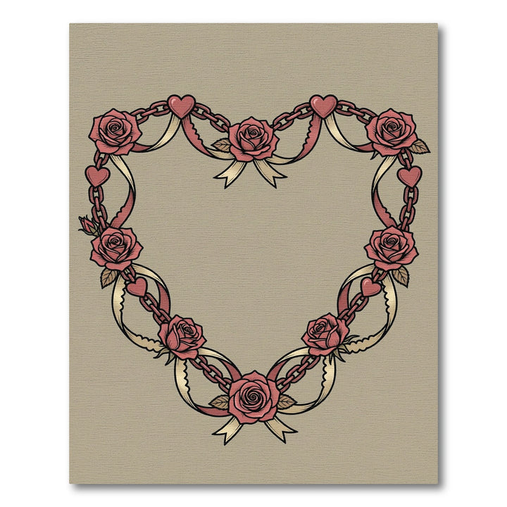 Rose Heart Chain Ribbon Accent Rug