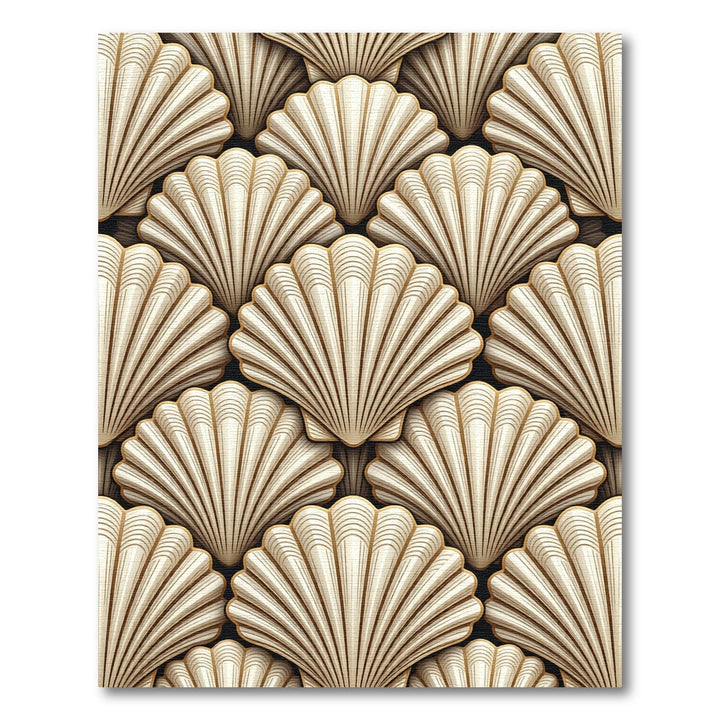 Elegant Cream Scallop Shell Layered Rug