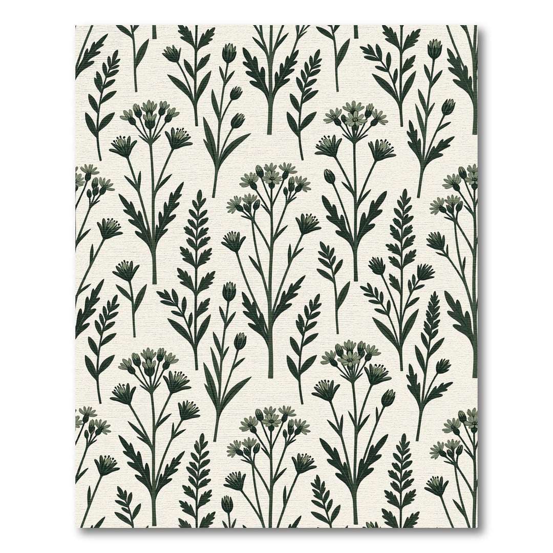 Botanical Emerald Sprigs Cream Field Rug