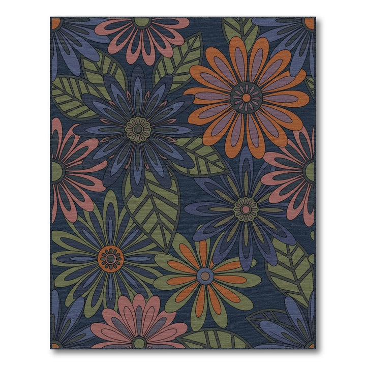 Retro Floral Bloom Collage Rug