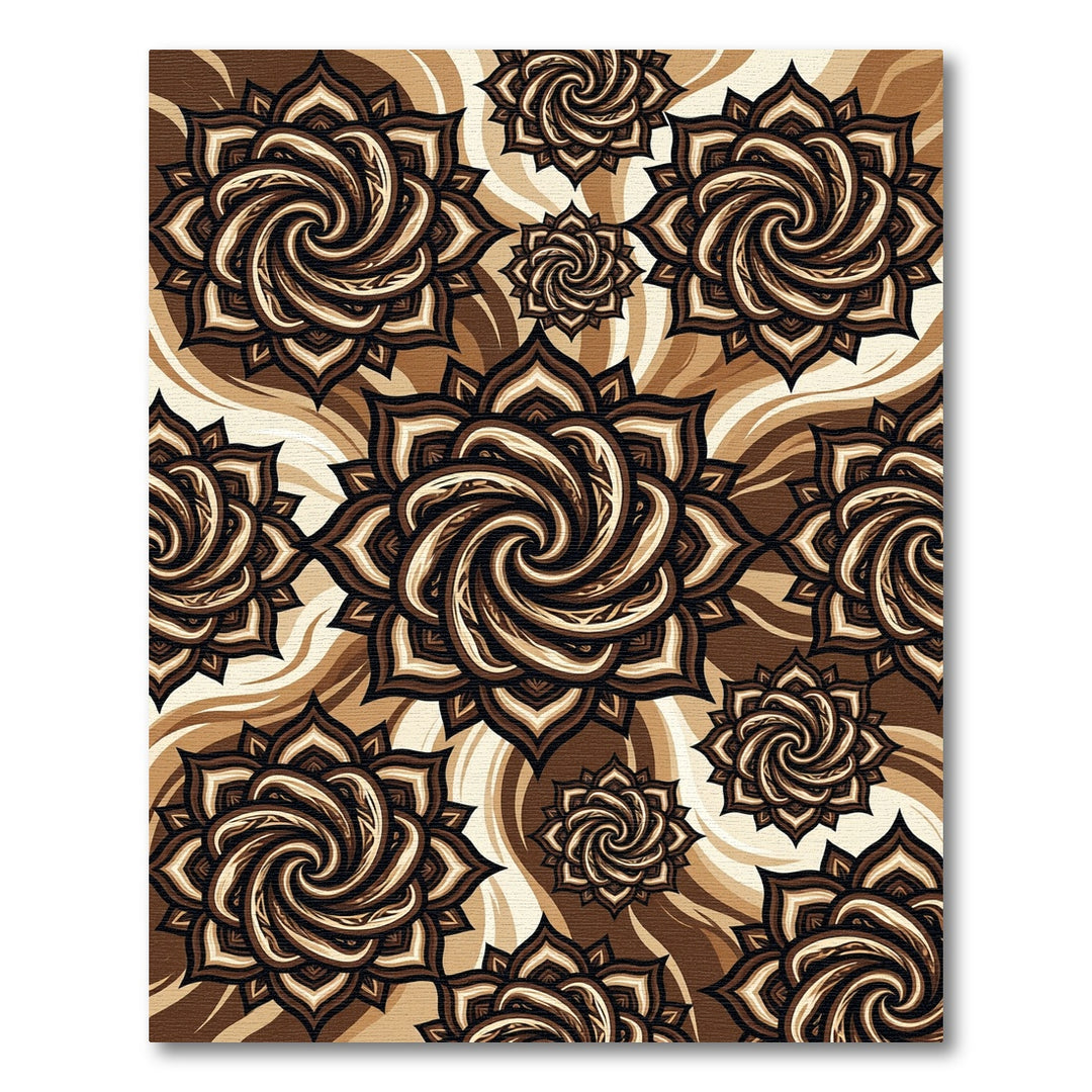 Ornate Chocolate Swirl Mandala Rug