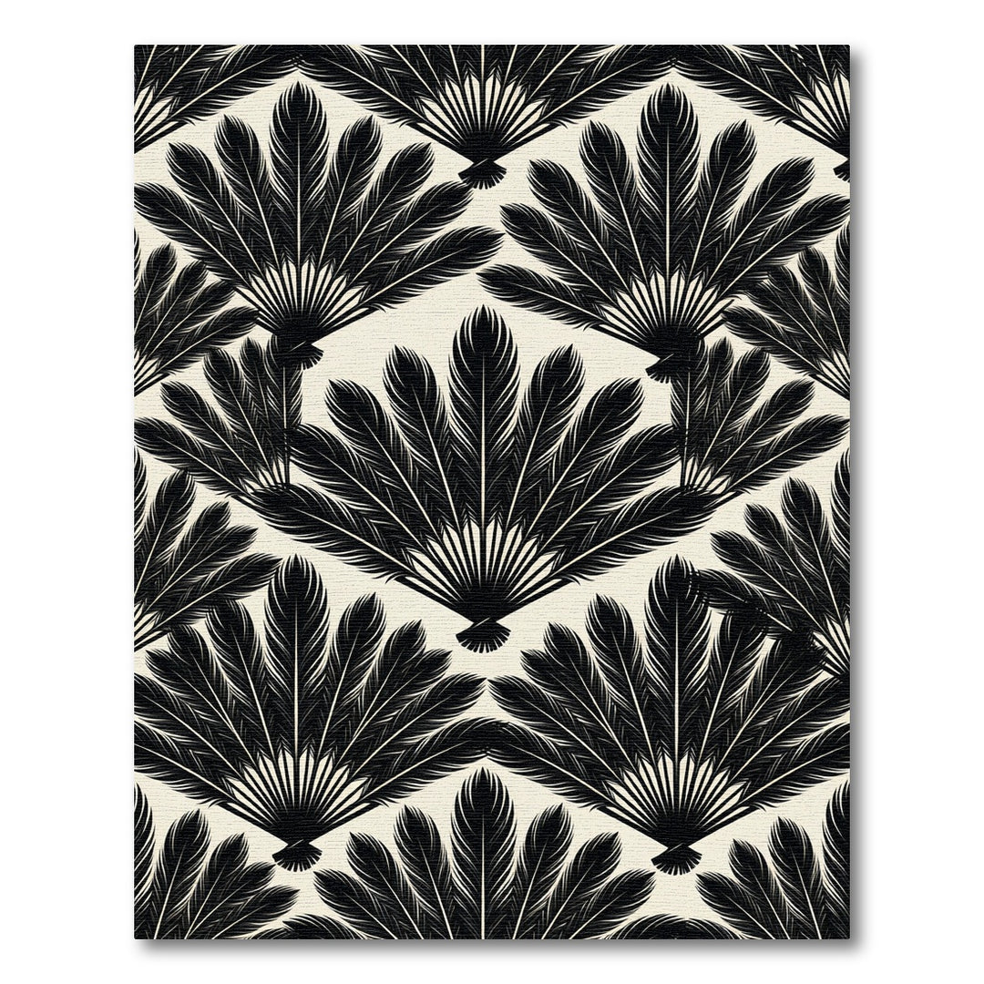Black Feather Fan Oriental Rug