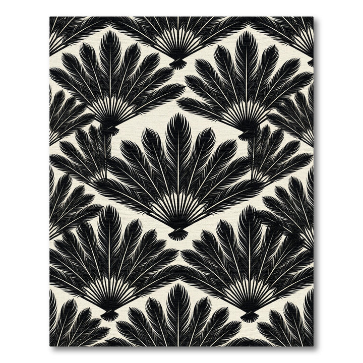 Black Feather Fan Oriental Rug