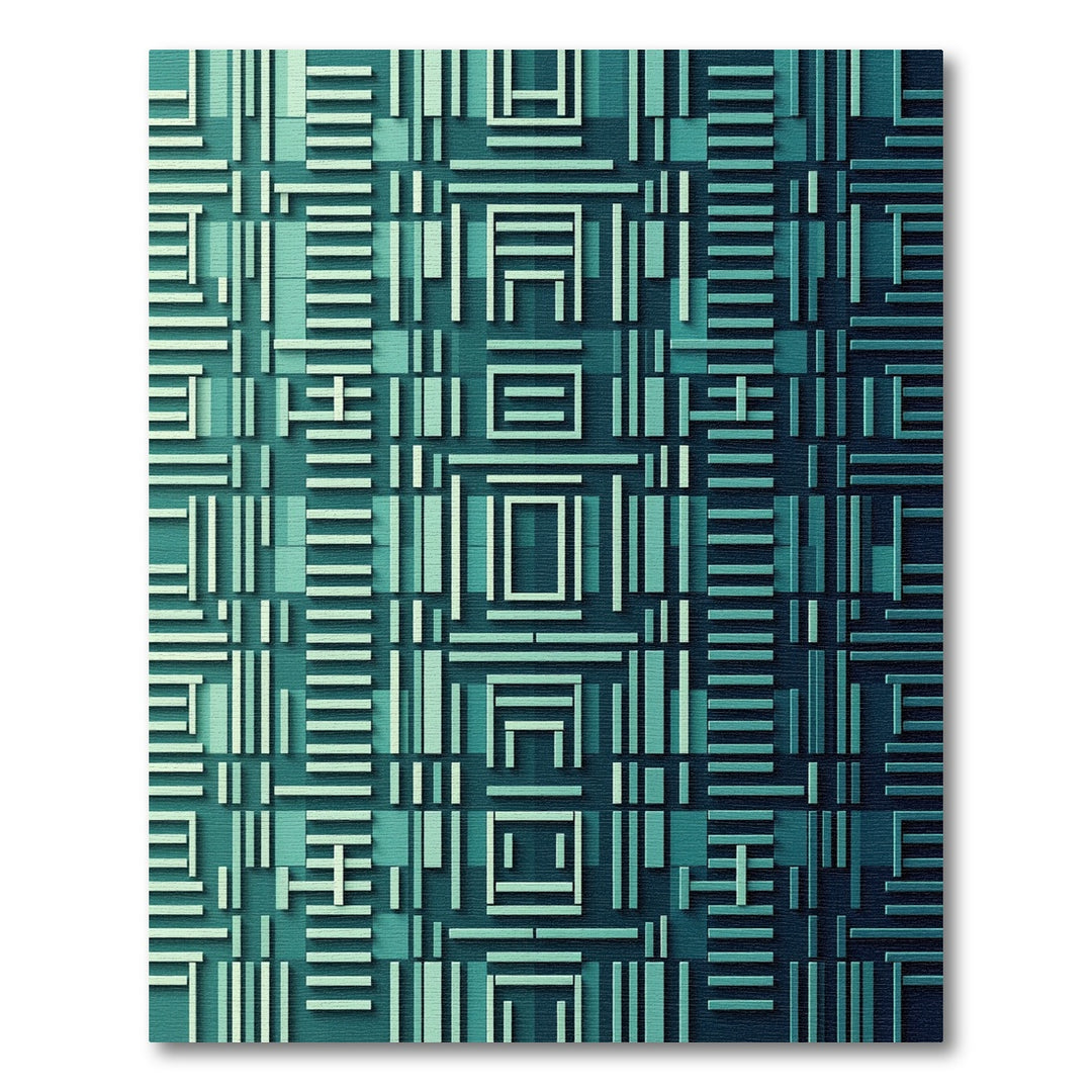 Teal Geometric Architectural Abstract Rug
