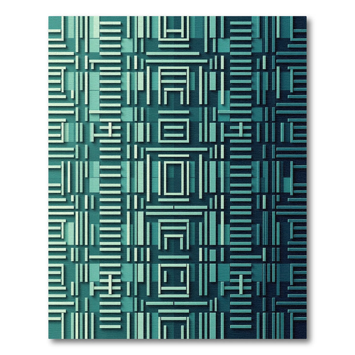Teal Geometric Architectural Abstract Rug