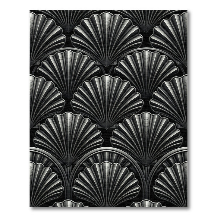 Art Deco Black Silver Fan Rug