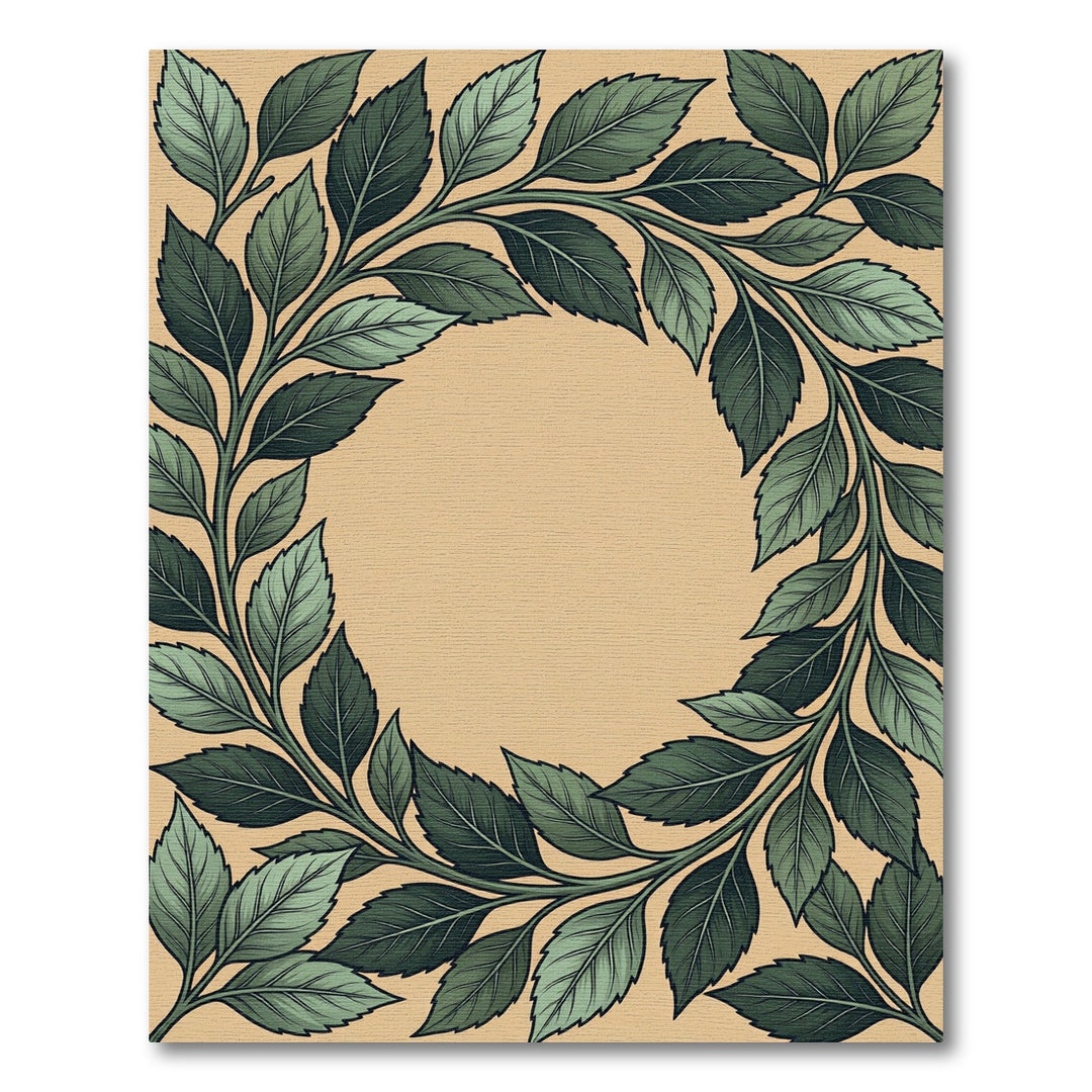 Deep Jade Leaf Border Accent Rug