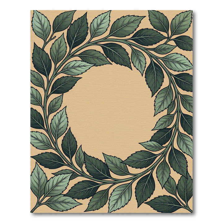 Deep Jade Leaf Border Accent Rug