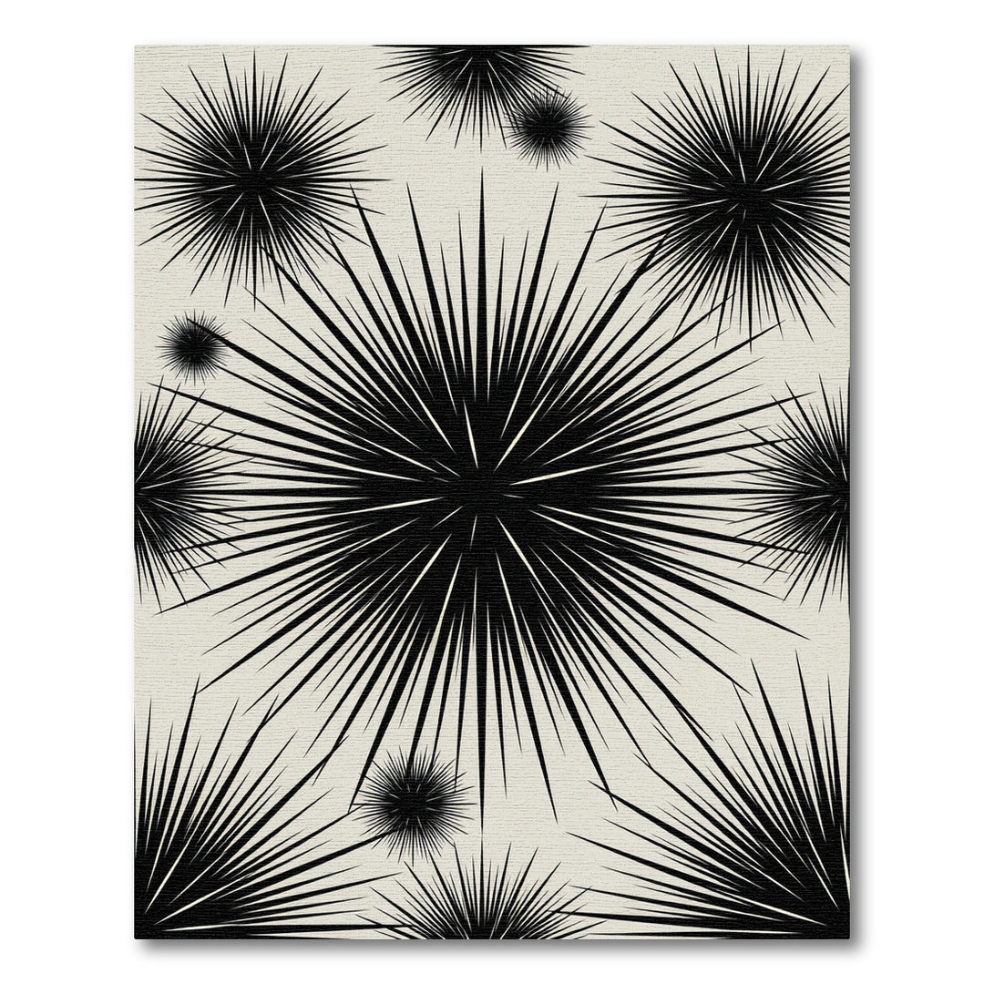 Bold Black Starbursts on Cream Background Rug