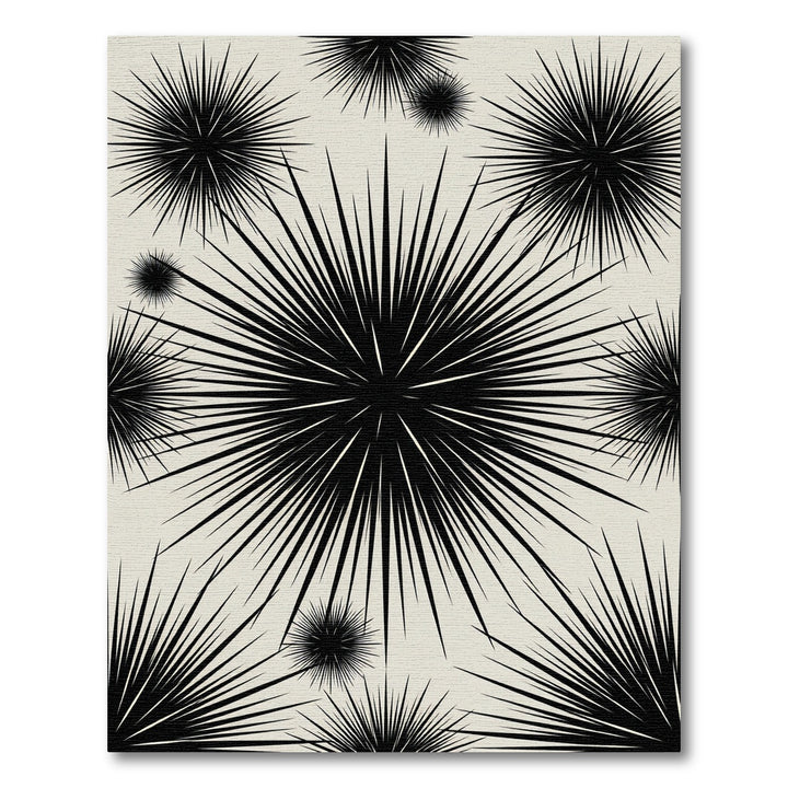 Bold Black Starbursts on Cream Background Rug