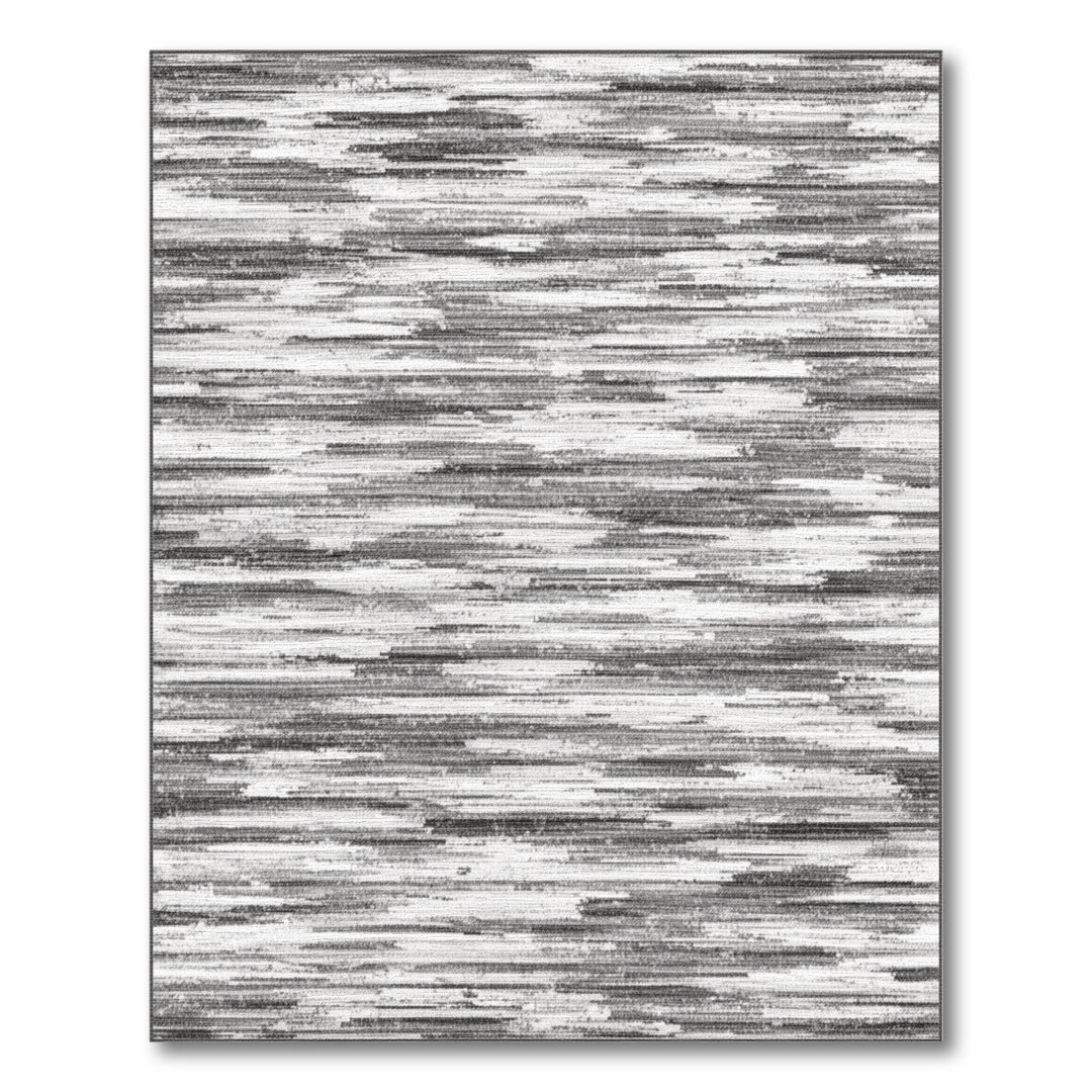 Black White Abstract Horizontal Area Rug