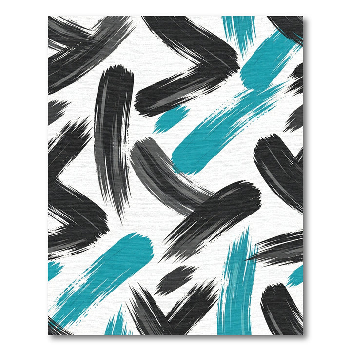 Black Teal Brush Stroke Texture Rug