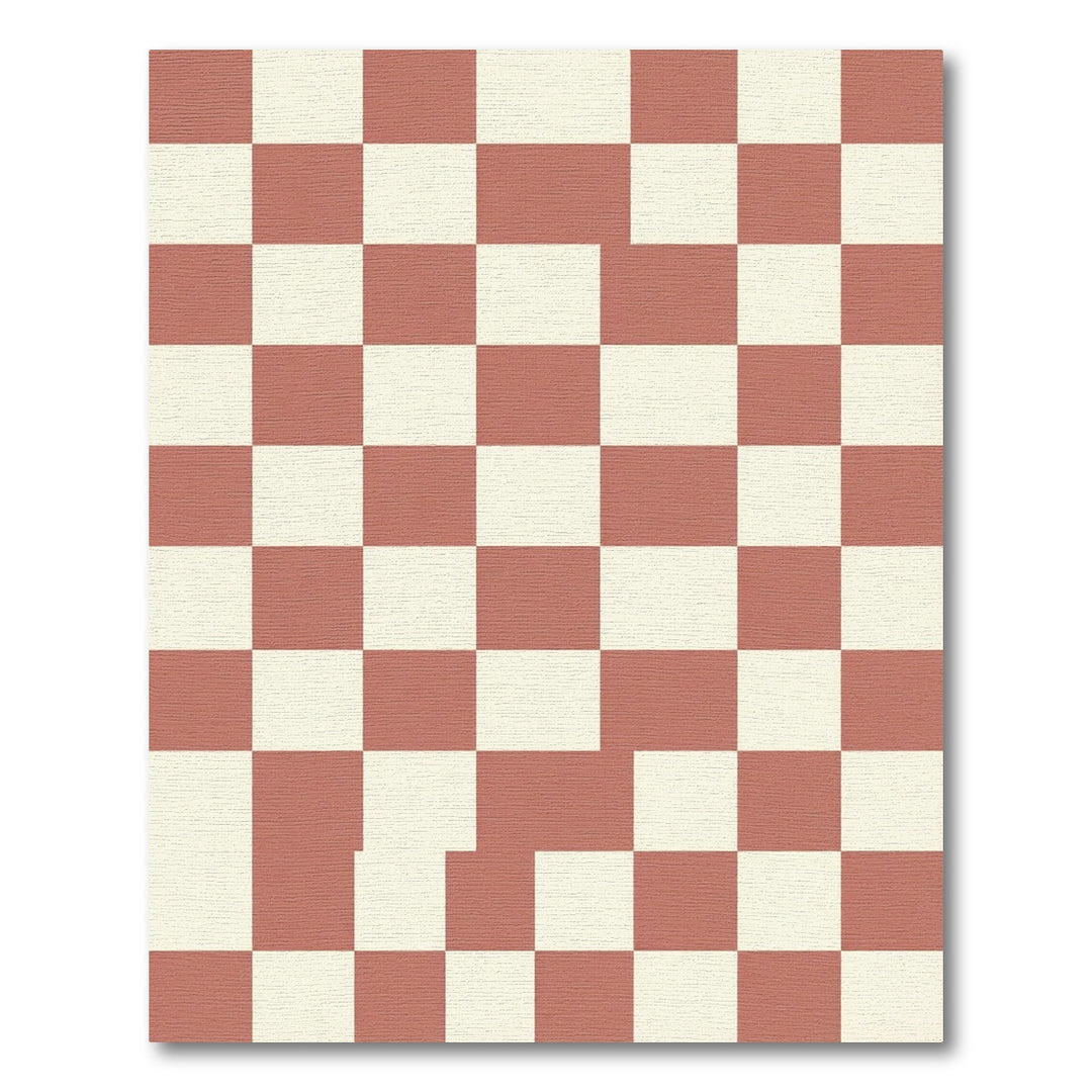 Terracotta Cream Checkerboard Rug