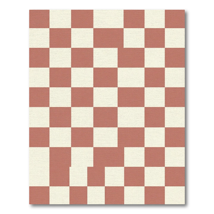 Terracotta Cream Checkerboard Rug