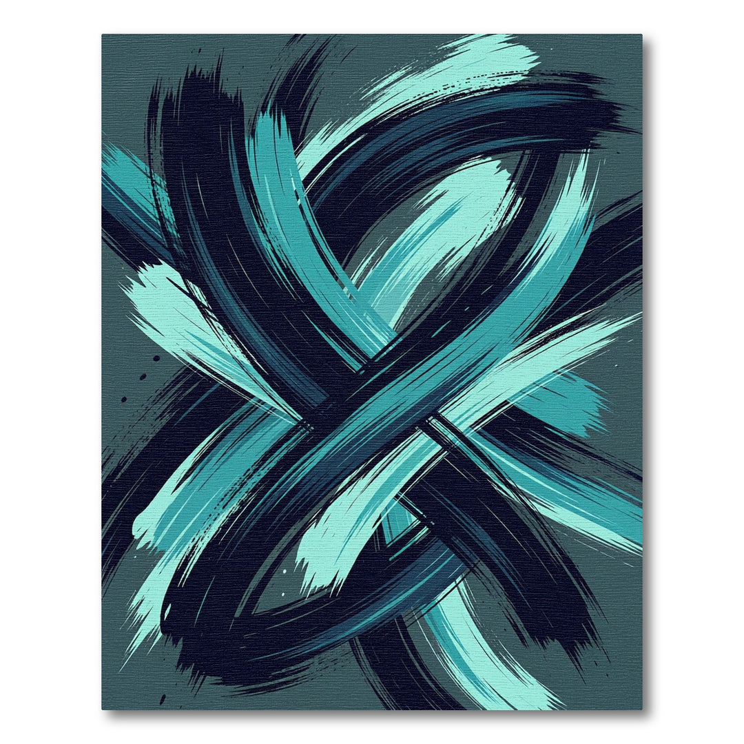 Deep Teal Abstract Brush Stroke Rug