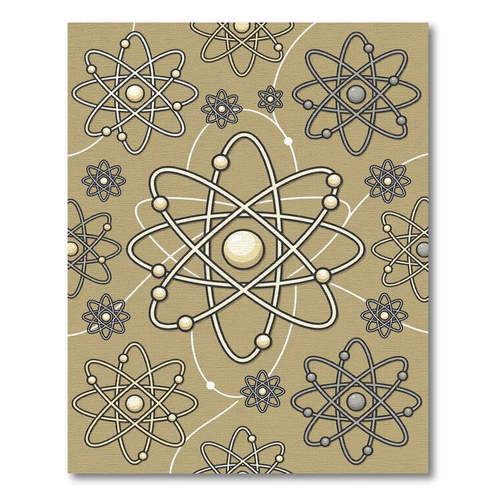 Golden Atom Science Pattern Rug