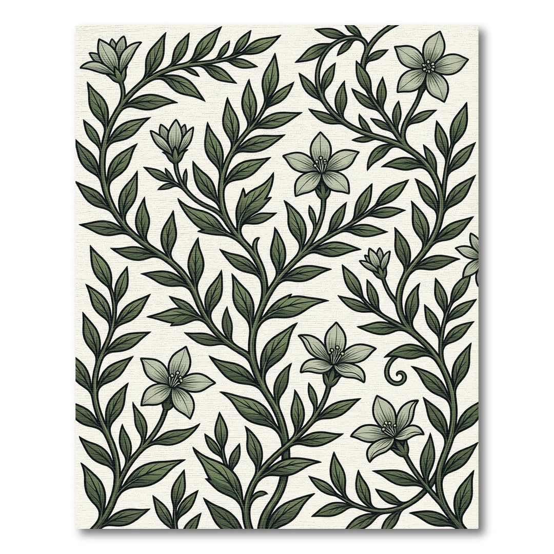 Art Nouveau Green Floral Branch Rug