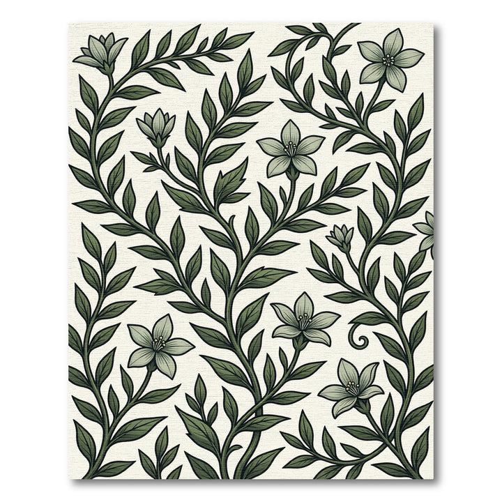 Art Nouveau Green Floral Branch Rug