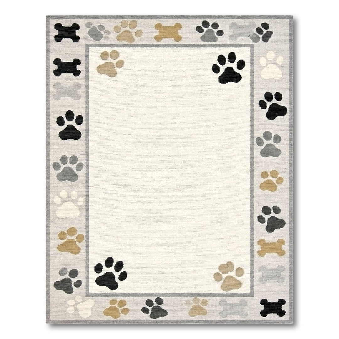 Kids Paw Print Bone Area Rug