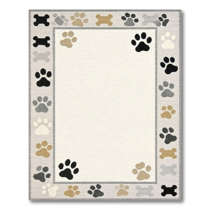 Kids Paw Print Bone Area Rug