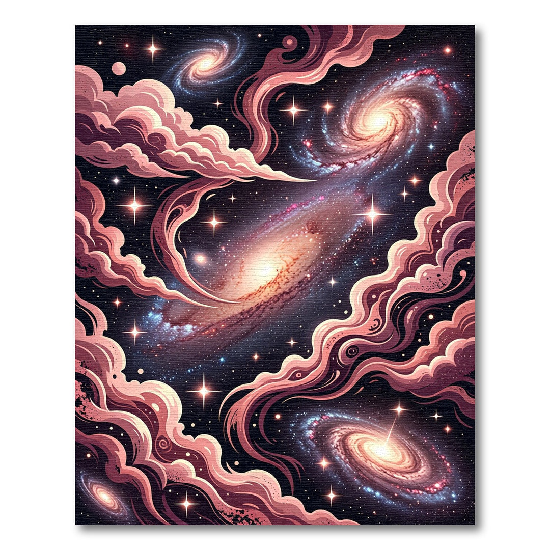 Cosmic Pink Swirl Galaxy Rug